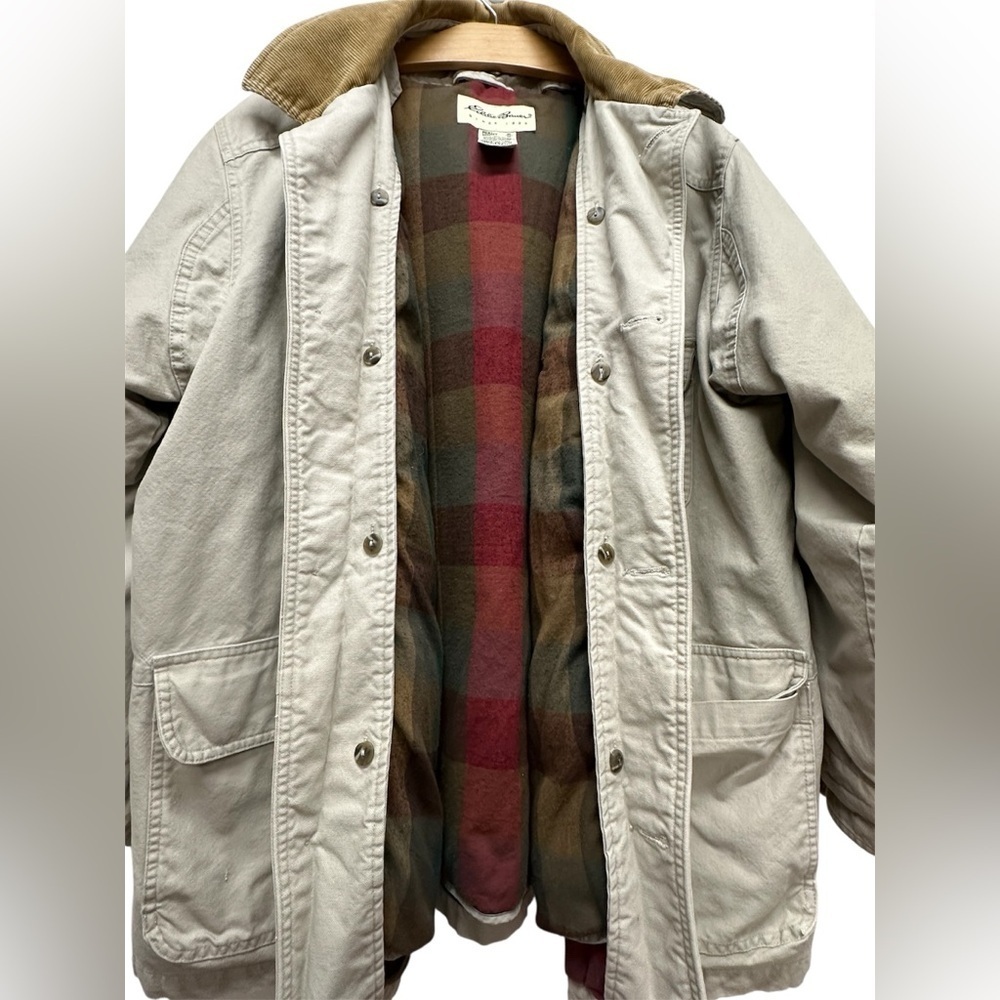 Vintage Eddie Bauer Chore Barn Coat Goose Down Liner Men’s Sz M Corduroy Collar - Picture 3 of 15